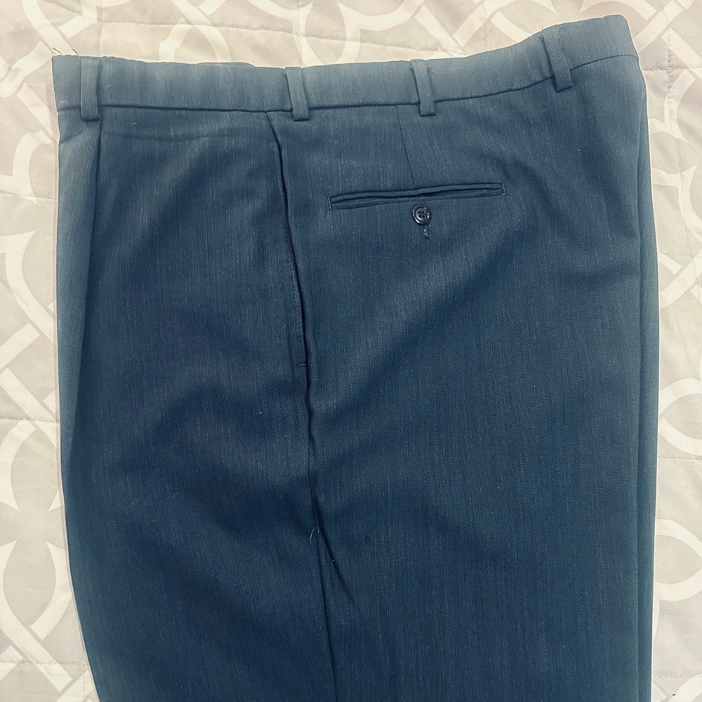 Hart Schaffner Marx Blue Dress Pants Flat Front Tailored